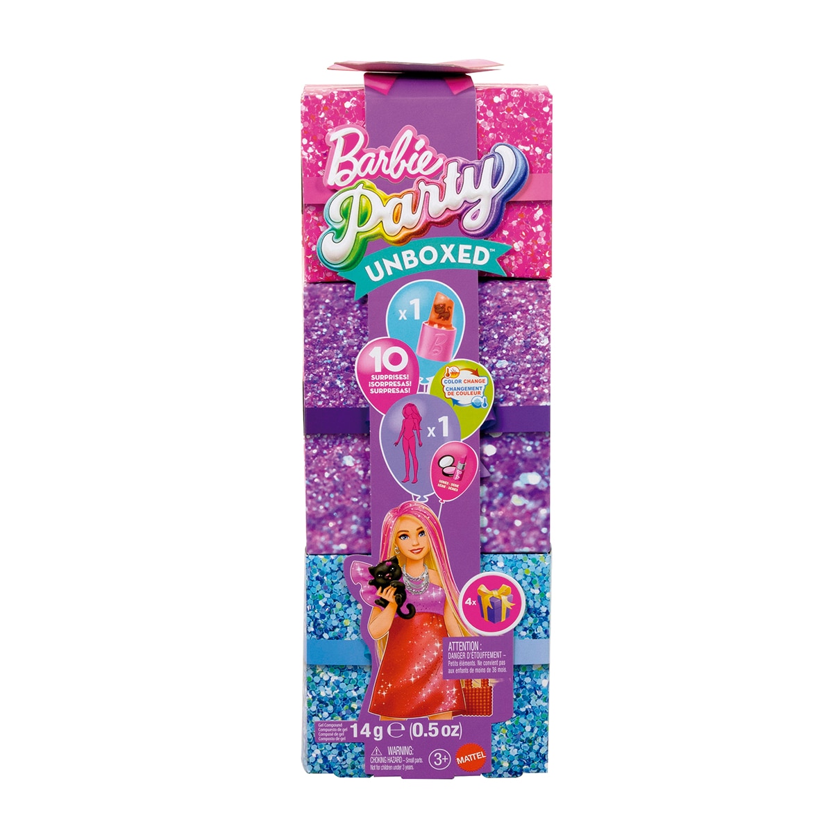 Imagen 0 de Barbie Party Unboxed Muñeca sorpresa con paleta roja Mattel
