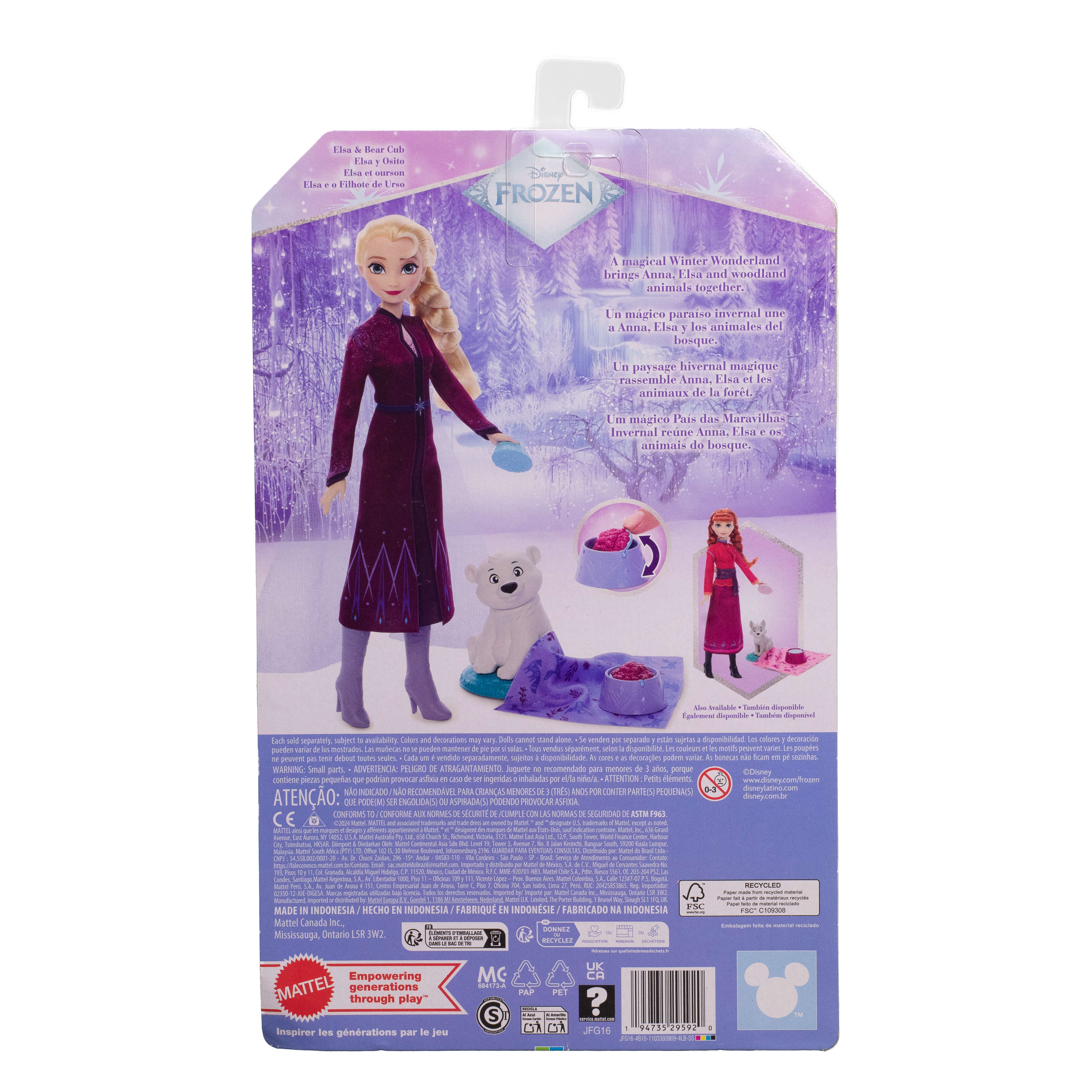 Disney Frozen Muñeca Elsa con osito Mattel 7