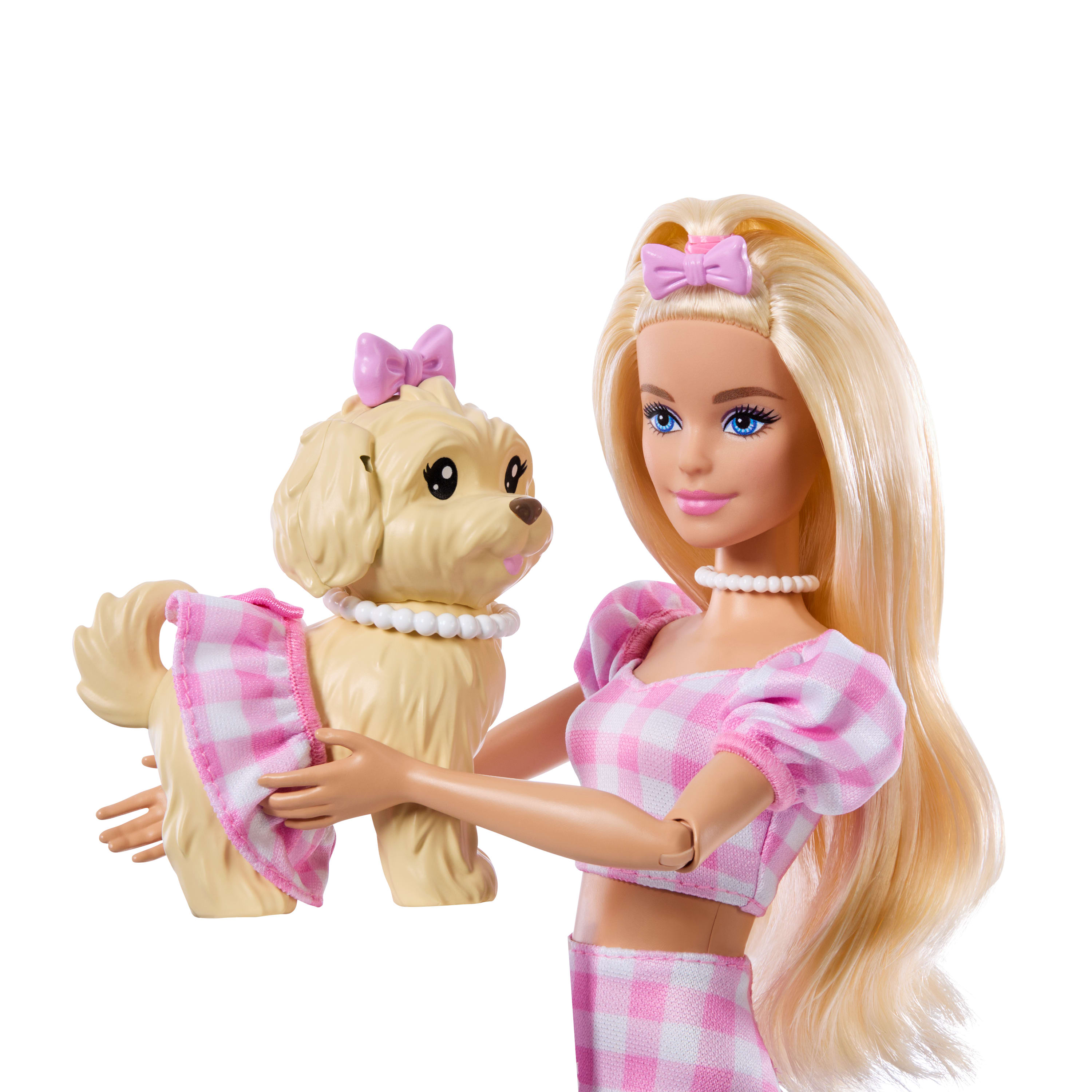 Boneca Barbie Morena com Cão Twinning Looks Rosa-5
