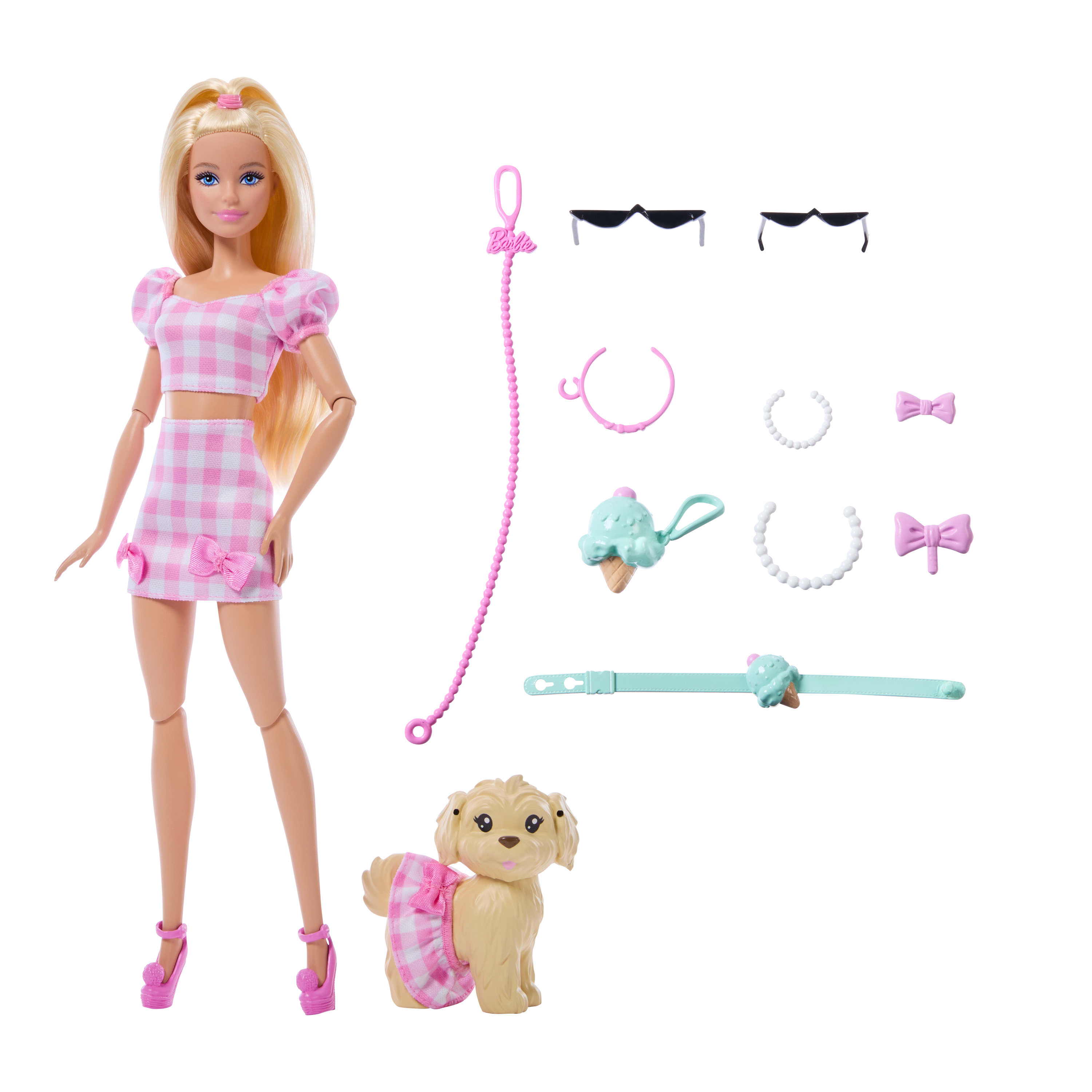 Boneca Barbie Morena com Cão Twinning Looks Rosa-7
