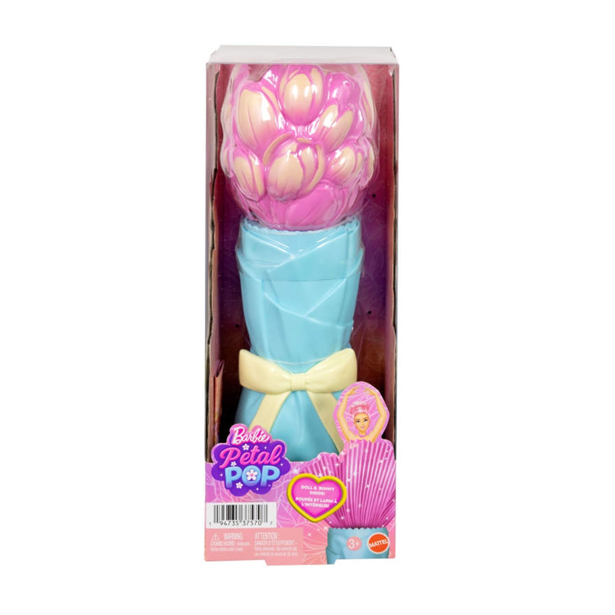 Barbie Petal Pop Muñeca sorpresa en ramo de tulipanes rosas 6