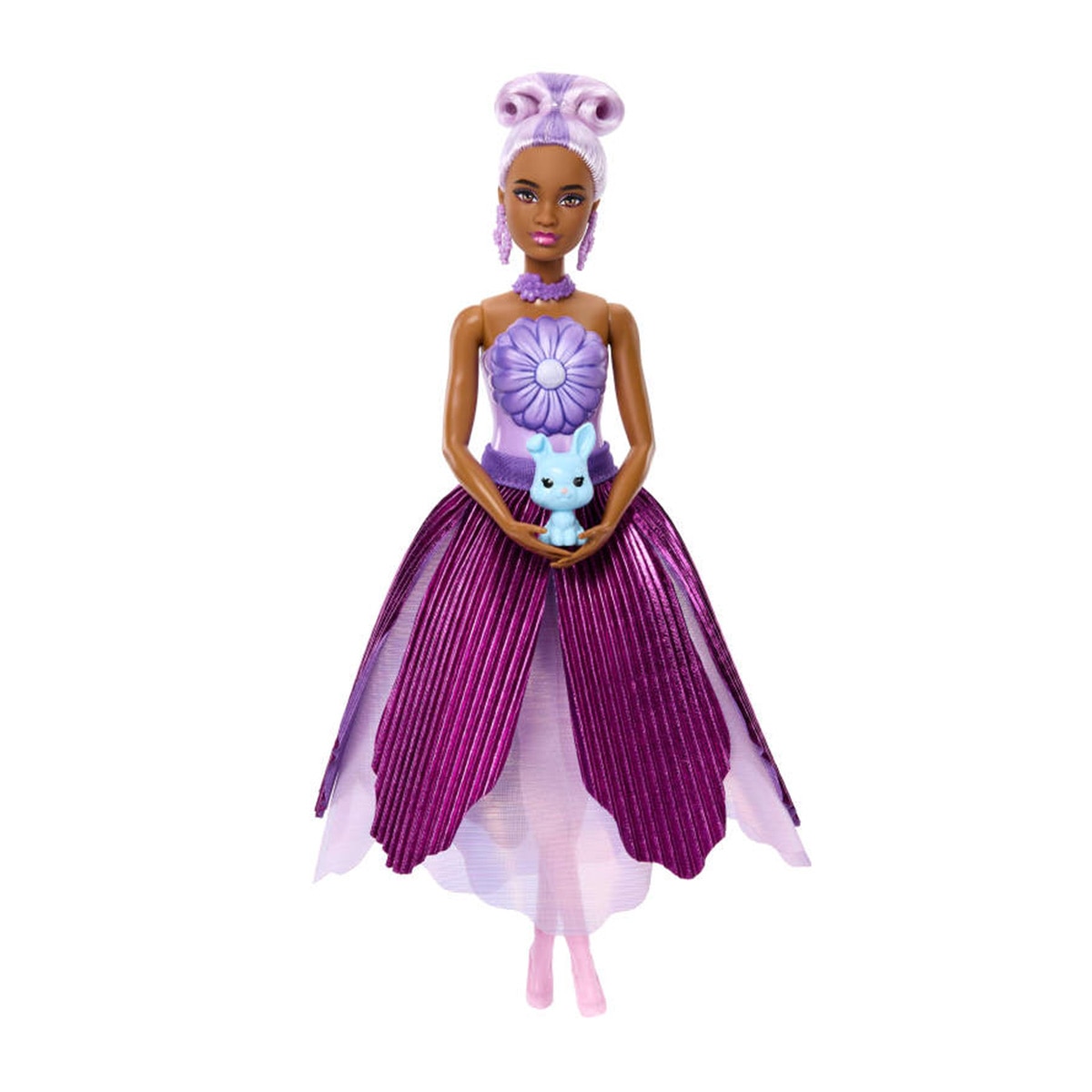 Barbie Petal Pop Muñeca sorpresa en ramo de margaritas moradas 5
