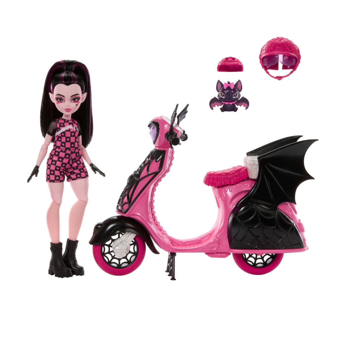Muñeca Draculaura Scooter con scooter, mascota Count Fabulous y accesorios 4