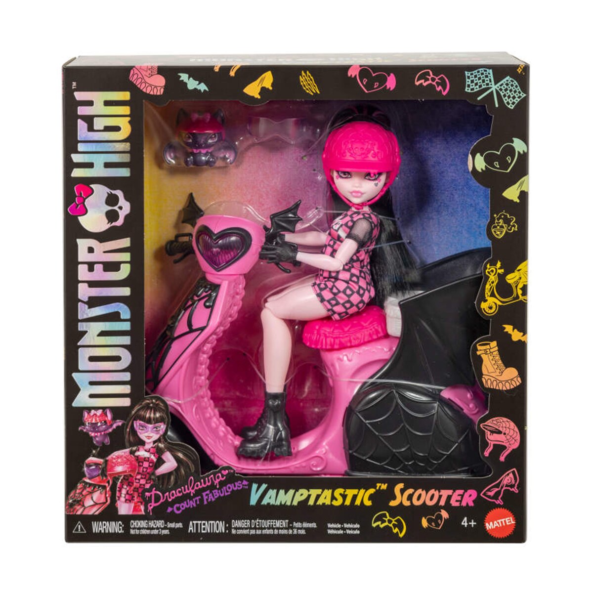 Muñeca Draculaura Scooter con scooter, mascota Count Fabulous y accesorios 5