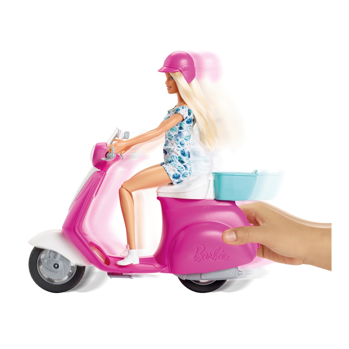 Barbie muñeca Barbie y Moto Scooter de juguete con accesorios 3