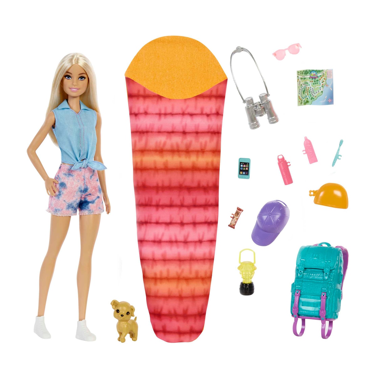 Imagen 0 de Muñeca con mochila, saco de dormir y accesorios Surtido de camping BARBIE