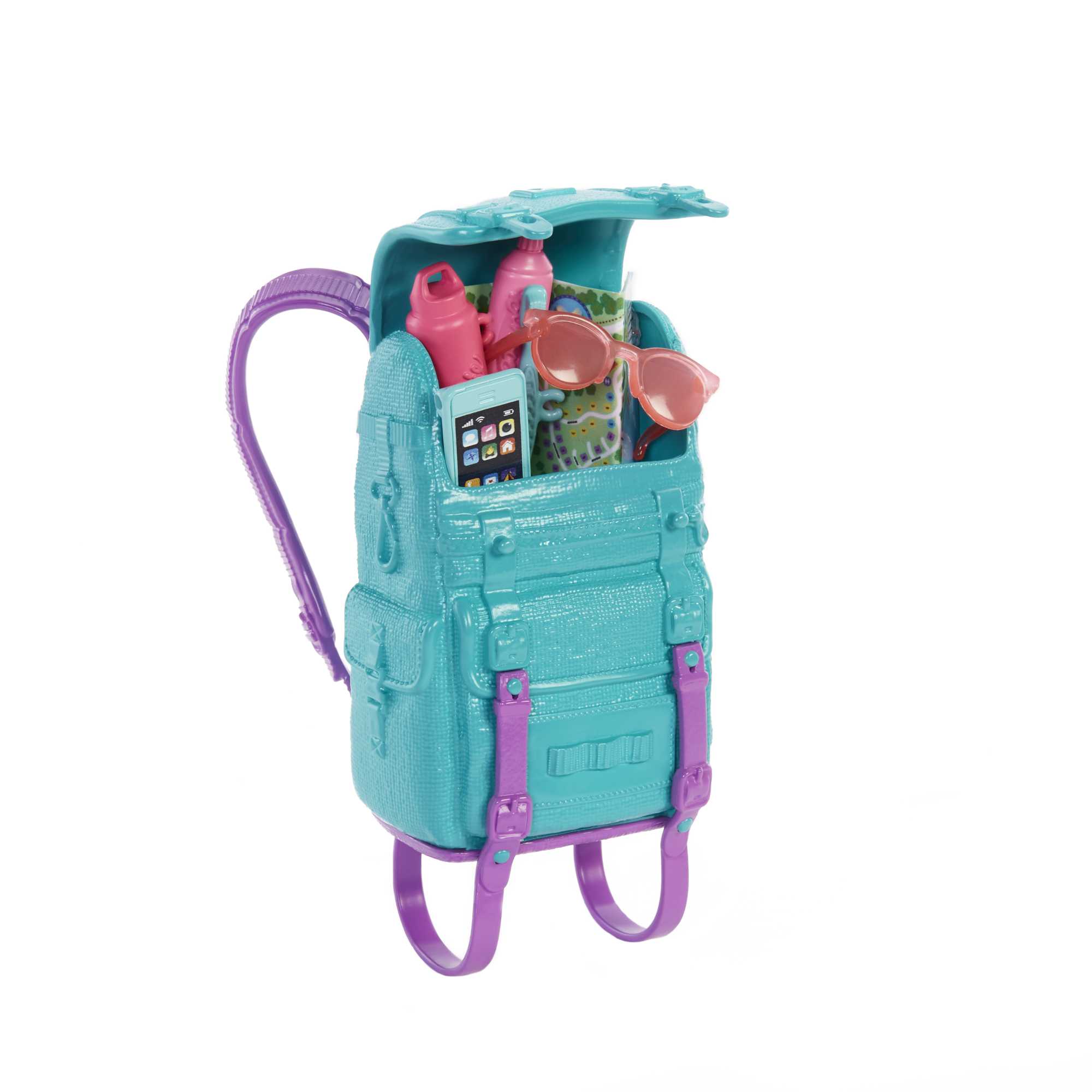Muñeca con mochila, saco de dormir y accesorios Surtido de camping BARBIE 7