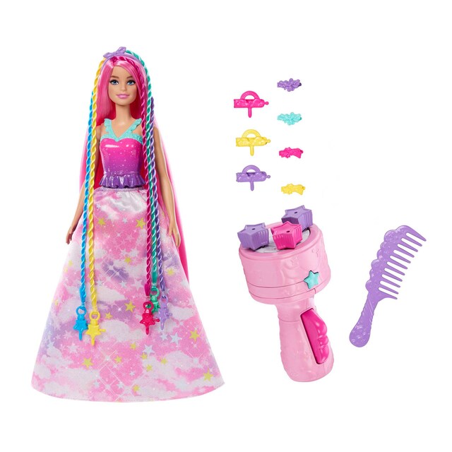 Muñeca Barbie Dreamtopia princesa con trenzador y accesorios