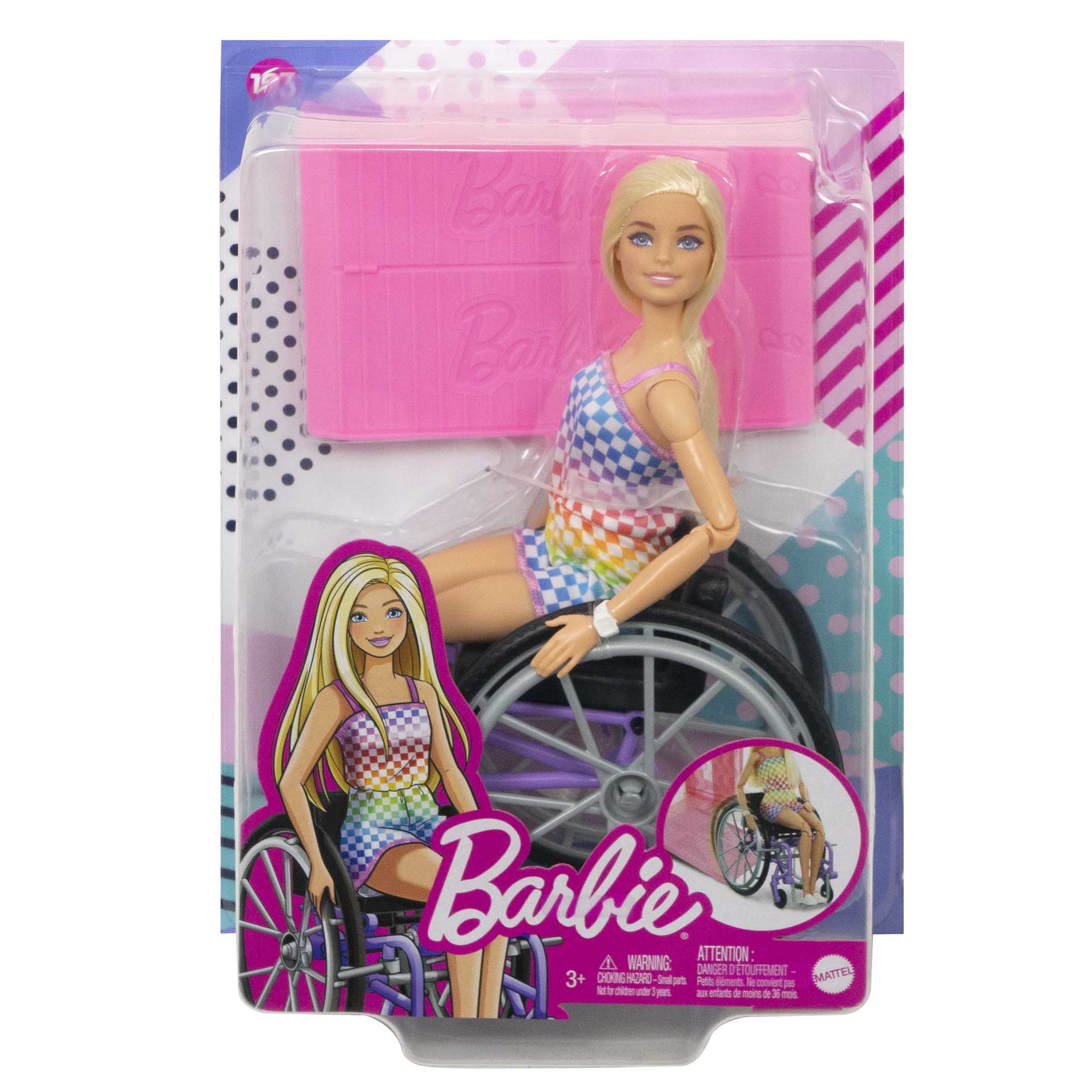 Muñeca Barbie rubia con silla de ruedas Fashionista 7
