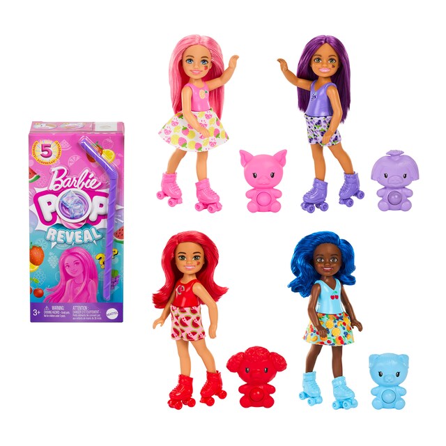 Barbie Chelsea Vaso revela con accesorios sorpresa Pop Reveal Frutas Mattel modelos surtidos