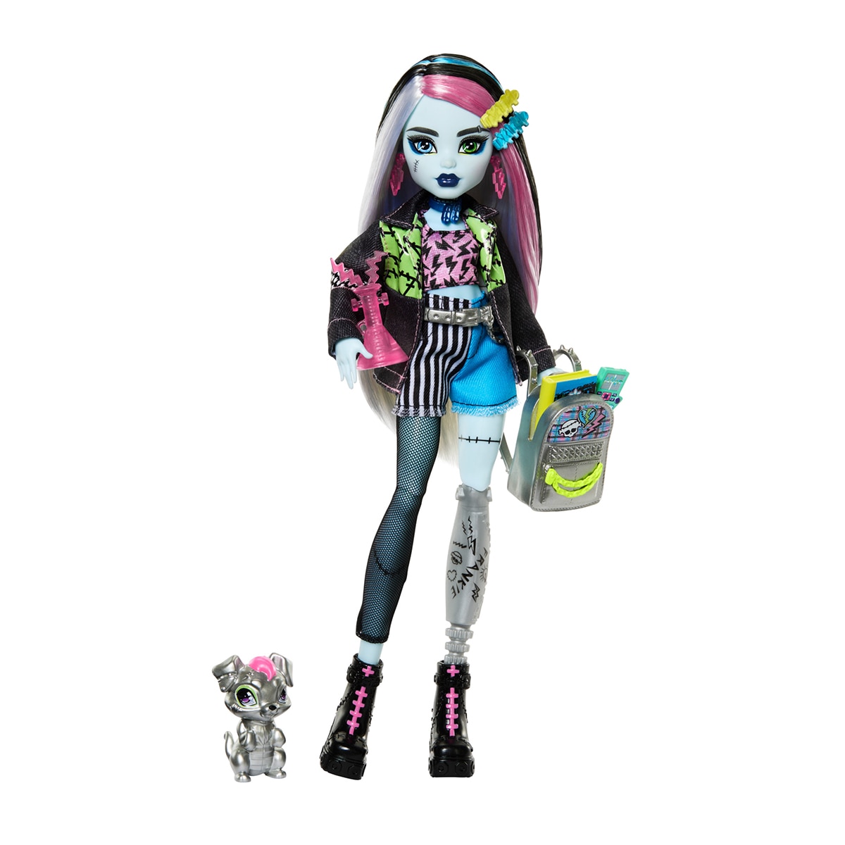 Monster High – Muñeca Frankie Stein con mascota perrito Watzie Monster High.