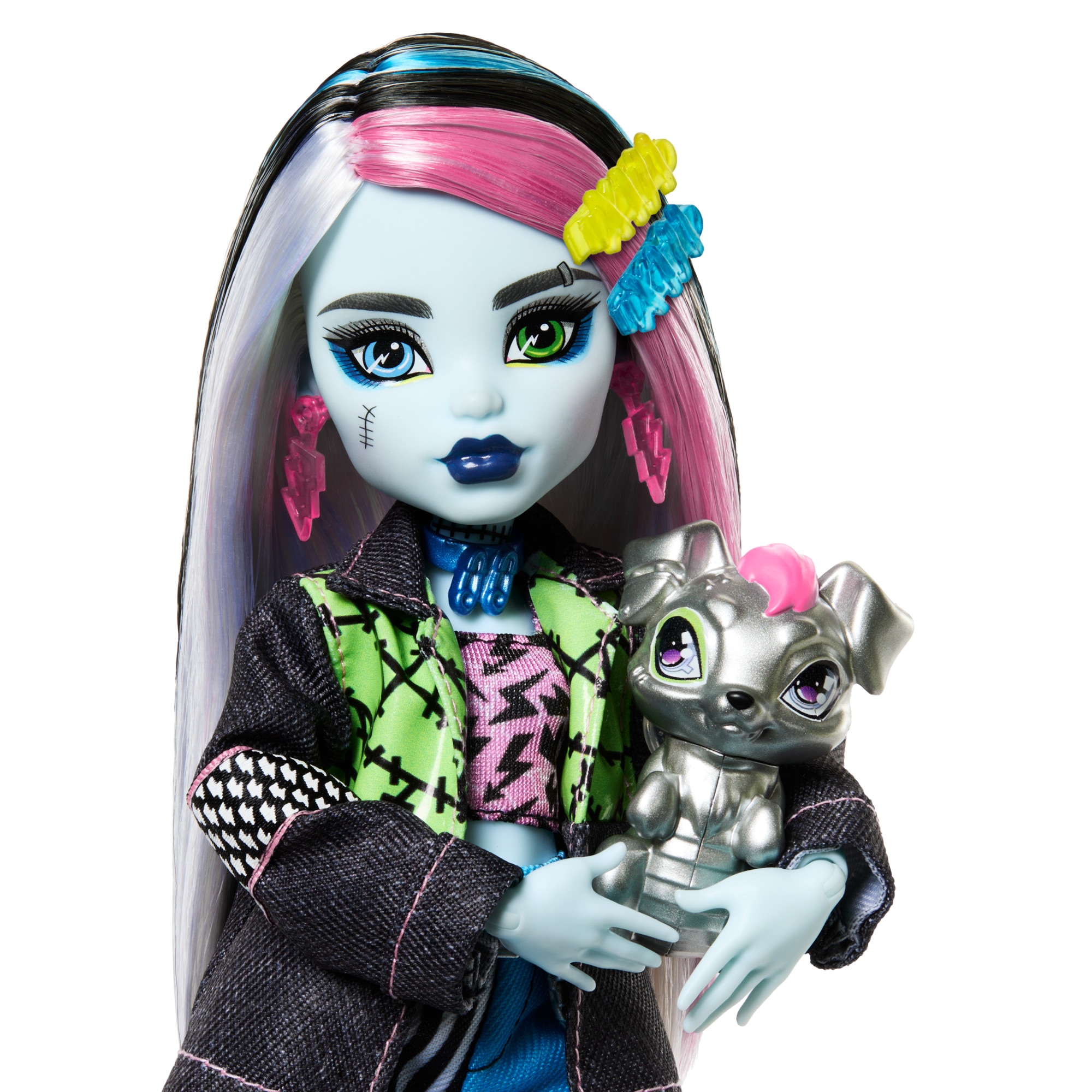 Muñeca Frankie Stein con mascota perrito Watzie Monster High 3
