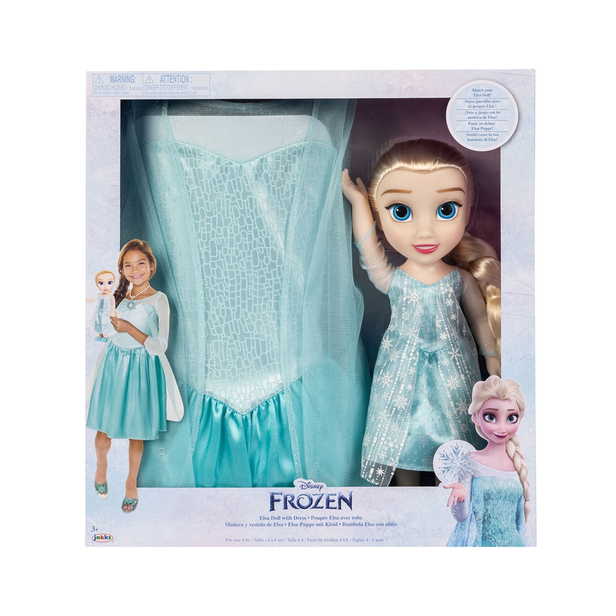 Set  Muñeca Elsa 38 cm y Disfraz Elsa infantil Disney Jakks Pacific 4