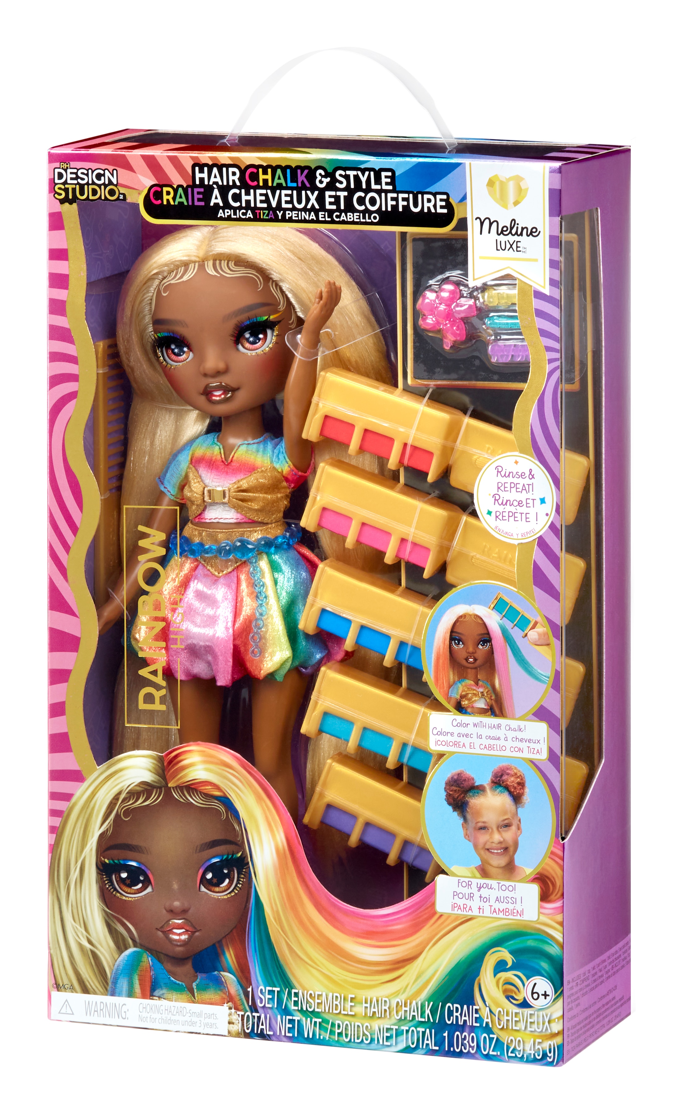 Muñeca Hair Chalk & Doll Meline Rainbow High 4