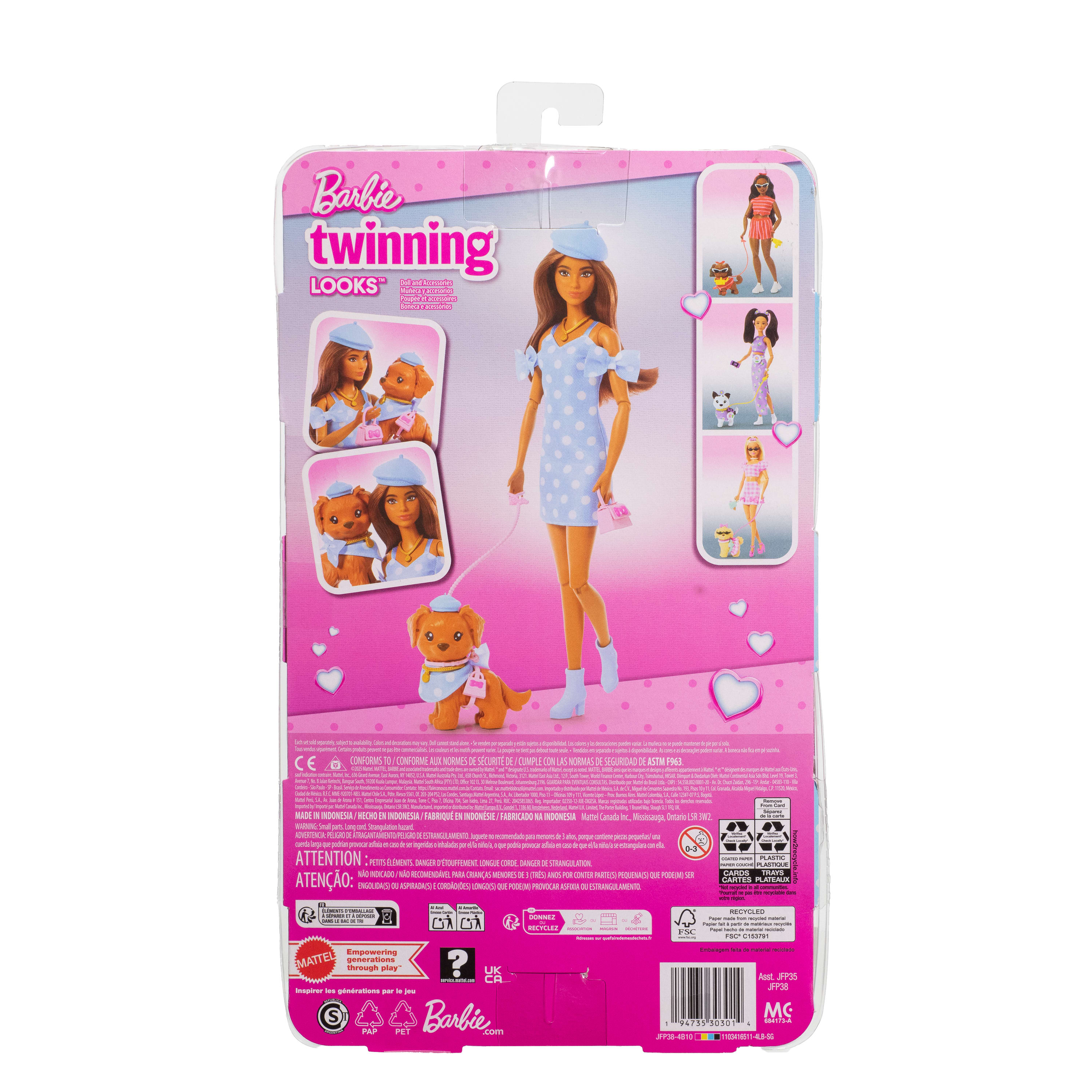 Boneca Barbie Morena com Cão Twinning Looks Azul-7