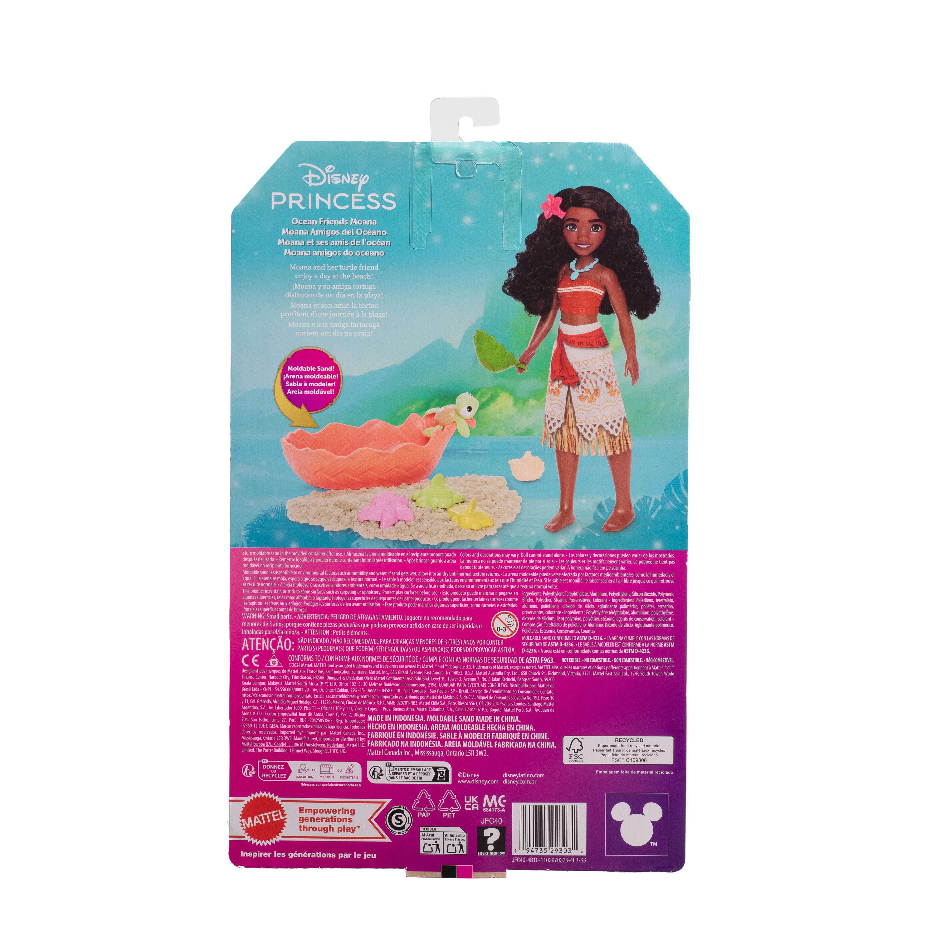 Disney Princess Muñeca Moana con tortuga Mattel 7