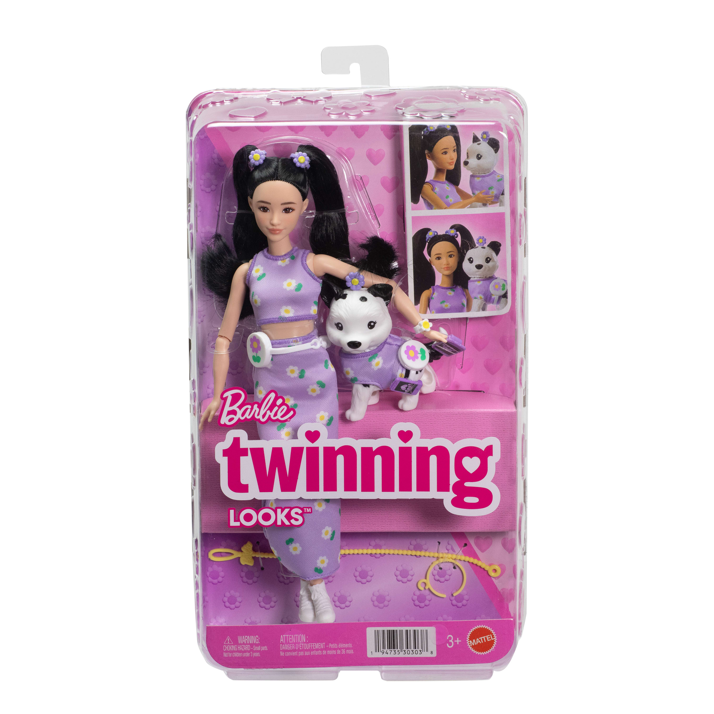 Barbie Twinning Looks Muñeca asiática con perro Mattel 6