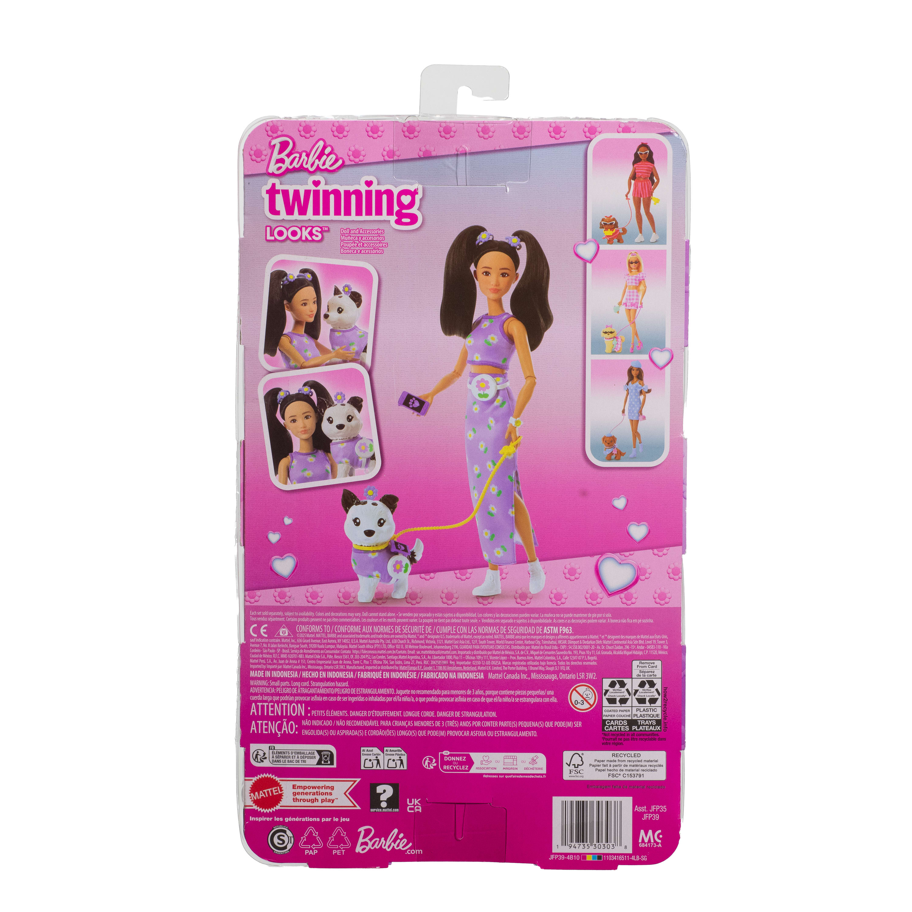 Barbie Twinning Looks Muñeca asiática con perro Mattel 7