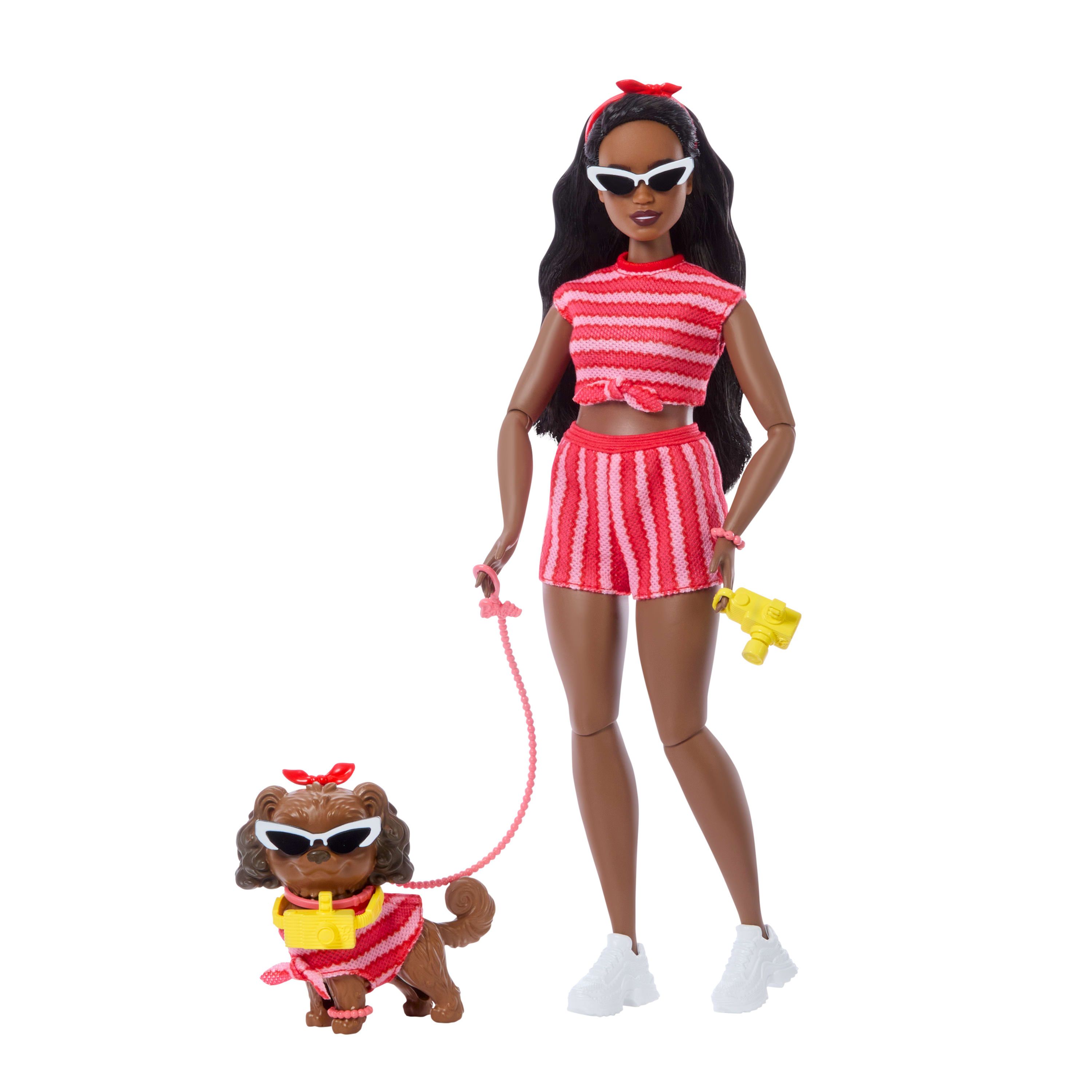 Boneca Barbie Afro-americana com Cão Twinning Looks 3
