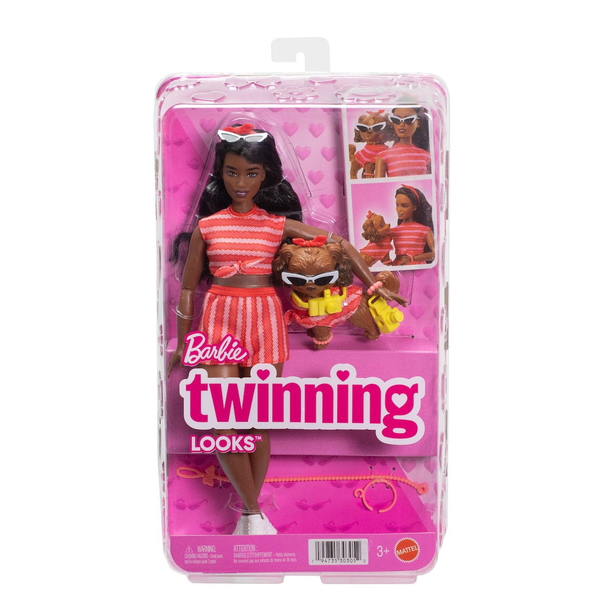 Barbie Twinning Looks Muñeca afroamericana con perro Mattel 6