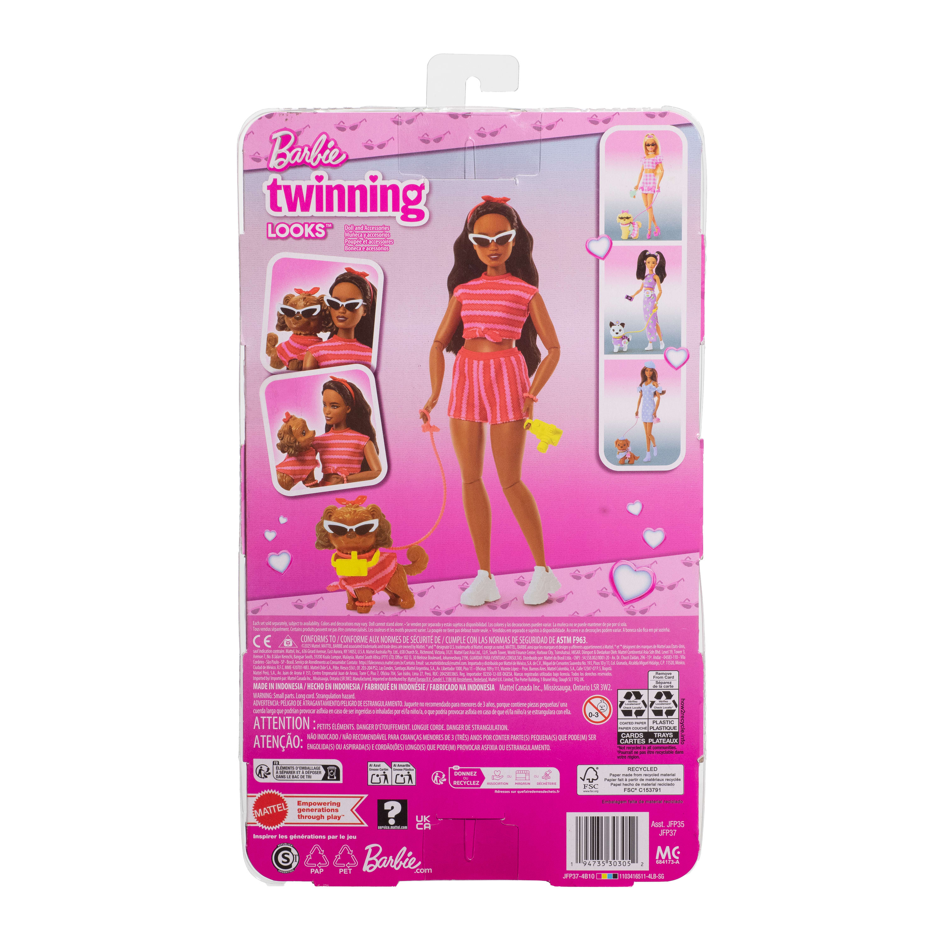 Boneca Barbie Afro-americana com Cão Twinning Looks 7