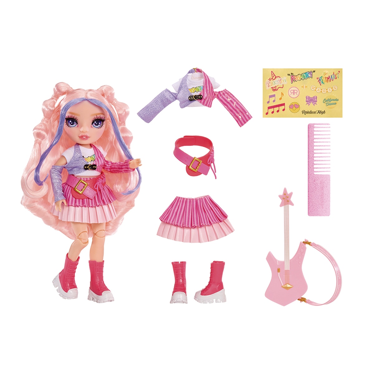 Rainbow High – Muñeca y accesorios Jr High Rockband Bella Rainbow High MGA.