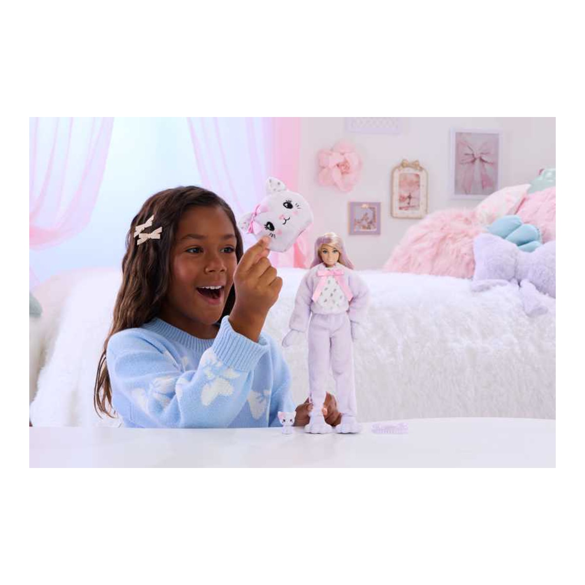Barbie Cutie Reveal Lazos tiernos Muñeca sorpresa gatita morada 2
