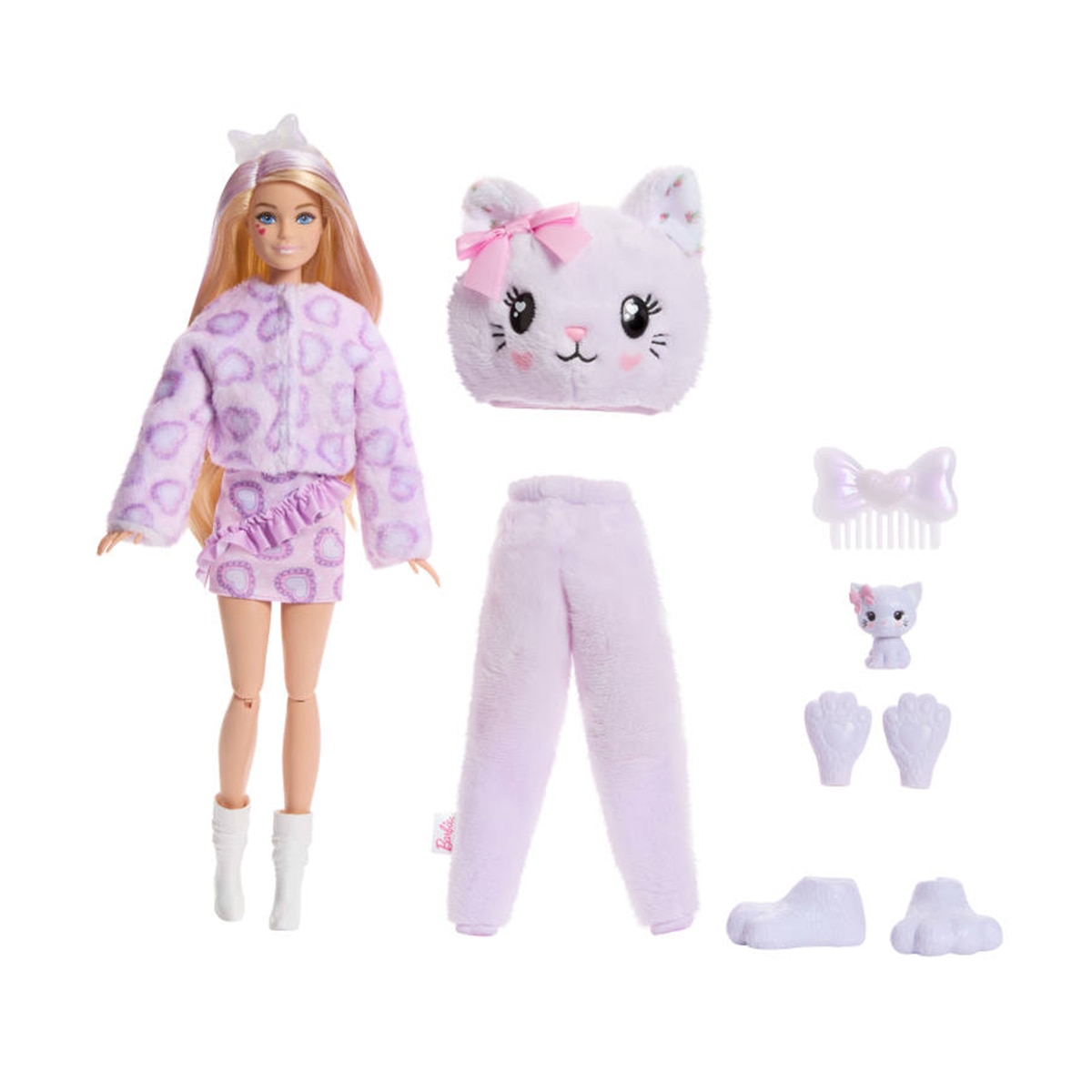 Barbie Cutie Reveal Lazos tiernos Muñeca sorpresa gatita morada 6