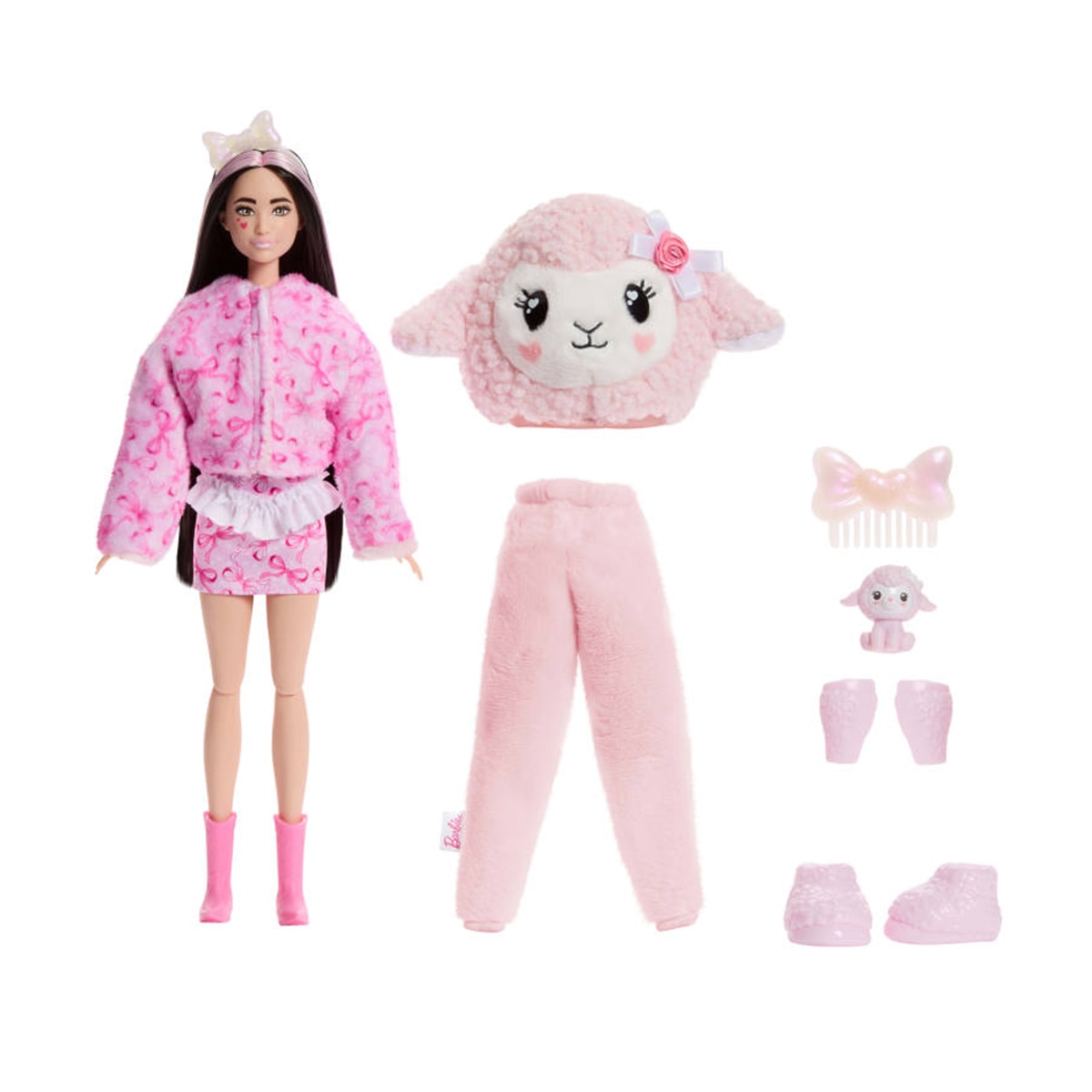 Barbie Cutie Reveal Lazos tiernos Muñeca sorpresa corderito rosa