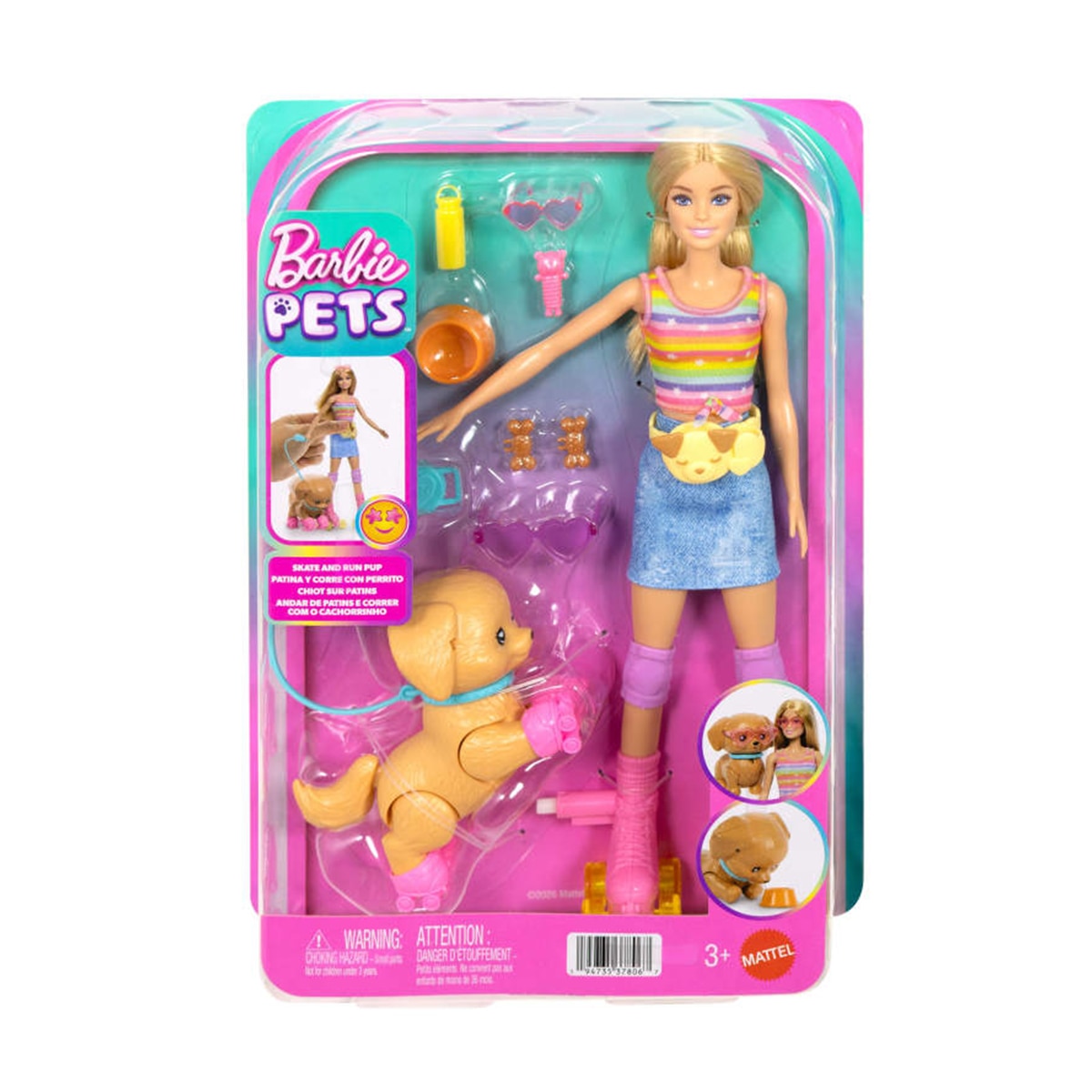 Muñeca Pets patina y corre con perrito Barbie Mattel 2