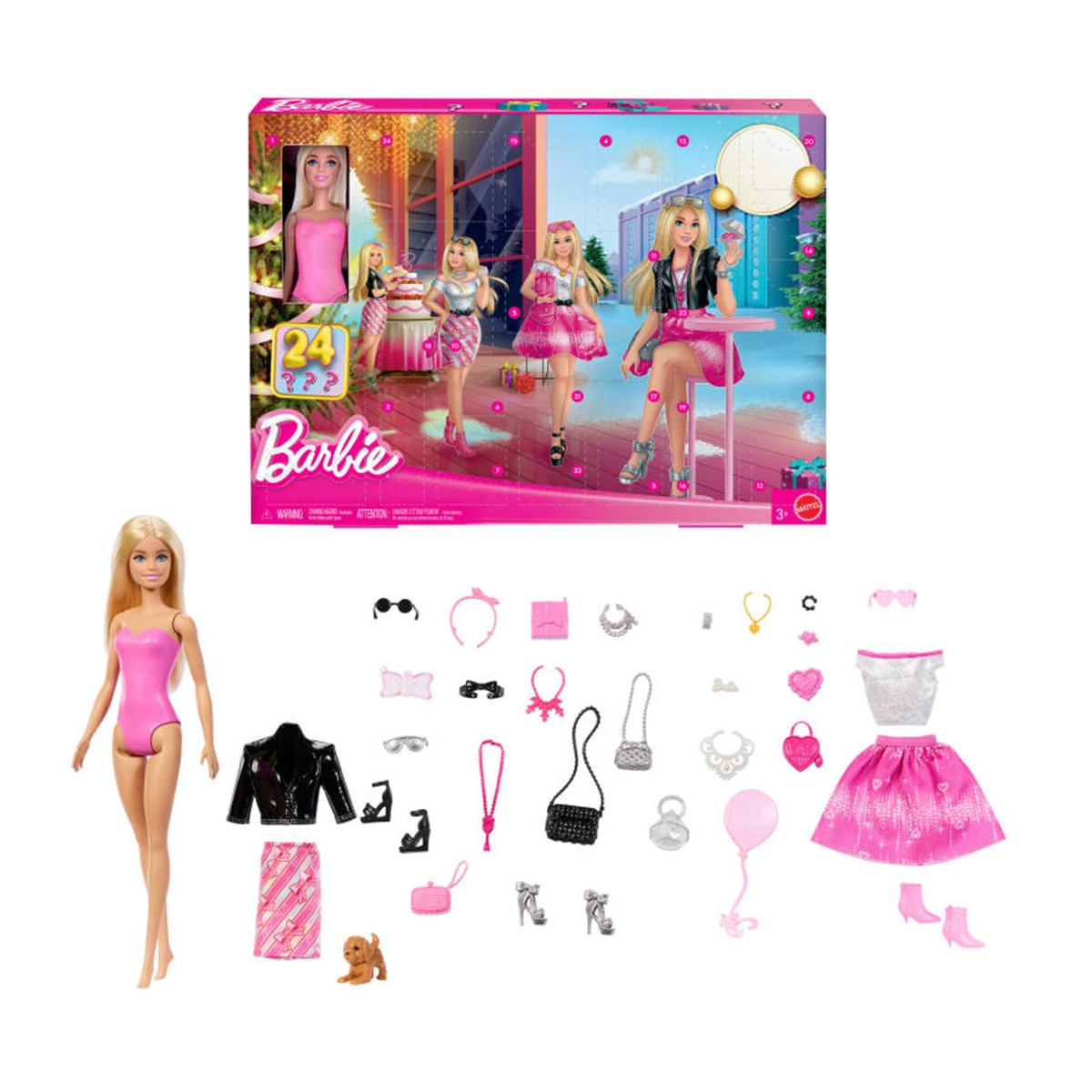 Muñeca Calendario de Adviento navideño con 24 sorpresas Barbie Mattel 1