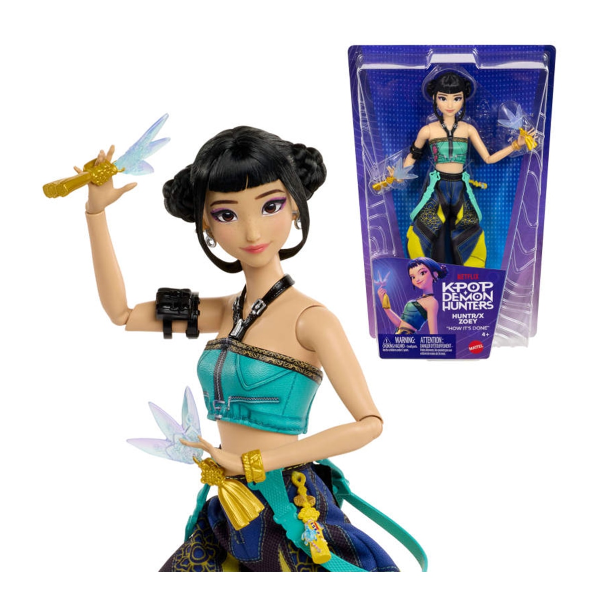 Imagen 0 de Muñeca K-Pop Zoey How It's Done HUNTR/X con conjunto de actuación y accesorio de cuchillas espirituales Mattel
