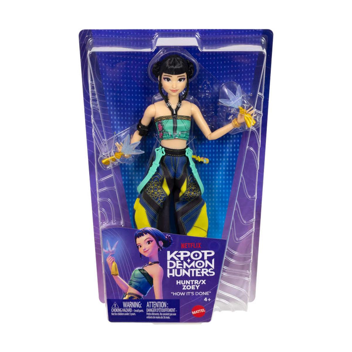 Muñeca K-Pop Zoey How It's Done HUNTR/X con conjunto de actuación y accesorio de cuchillas espirituales Mattel 7