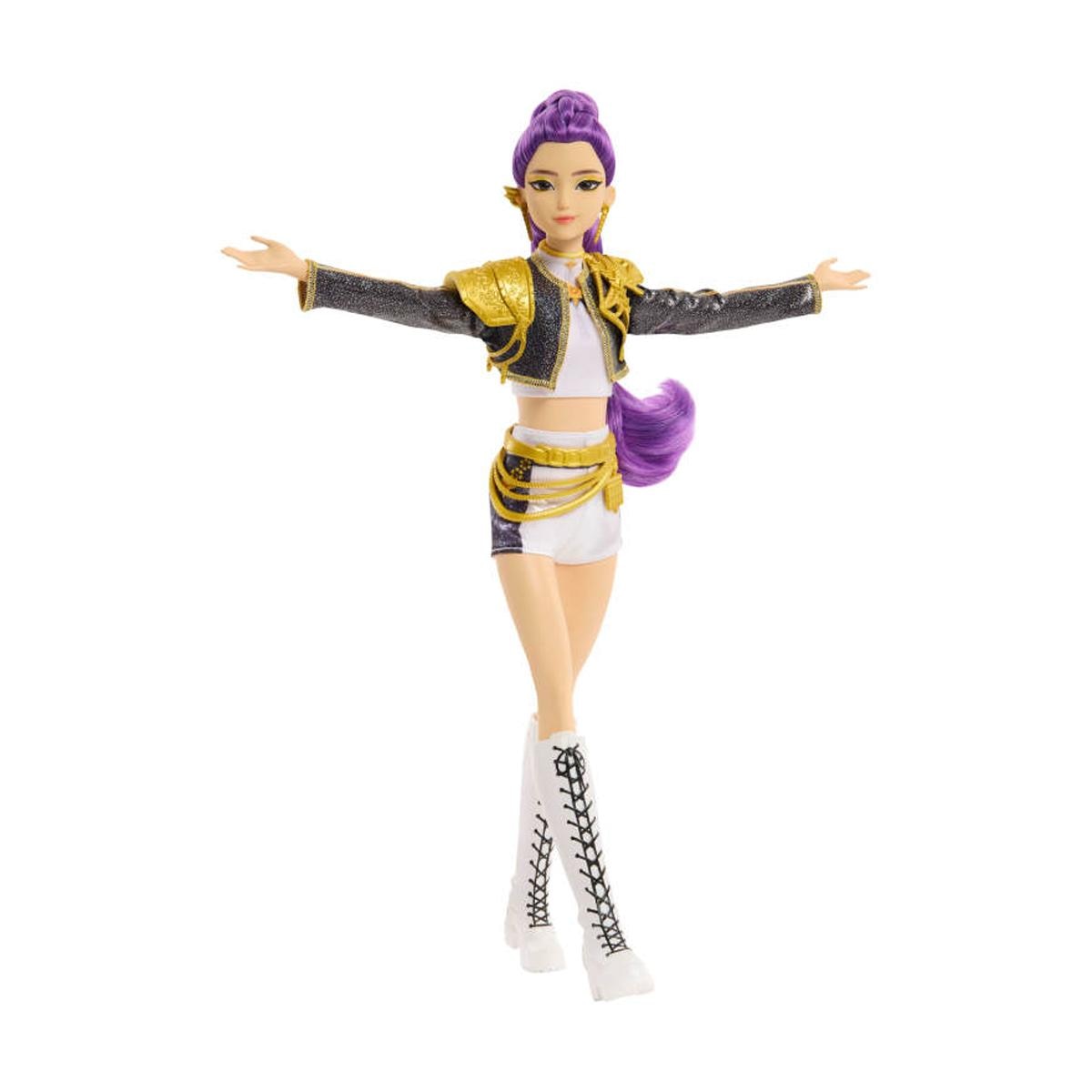 Imagen 5 de Muñeca K-Pop Rumi Golden cantante con conjunto característico extraíble y 5 puntos de articulación Mattel