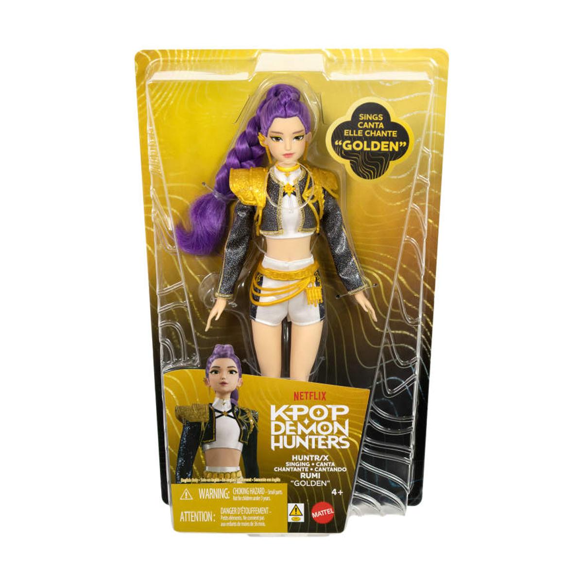 Imagen 6 de Muñeca K-Pop Rumi Golden cantante con conjunto característico extraíble y 5 puntos de articulación Mattel