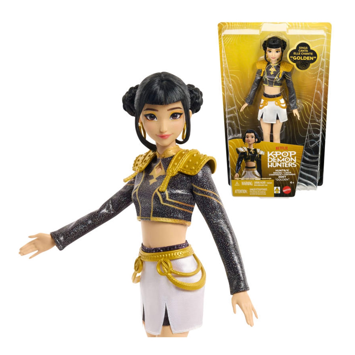 Imagen 0 de Muñeca K-Pop Zoey Golden cantante con conjunto característico extraíble y 5 puntos de articulación Mattel