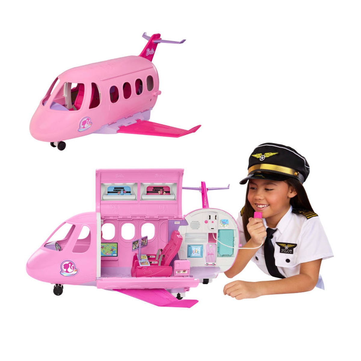 Barbie Avión de Ensueño, avión con micrófono funcional, 5 sonidos, 3 zonas de juego y 14 accesorios 2