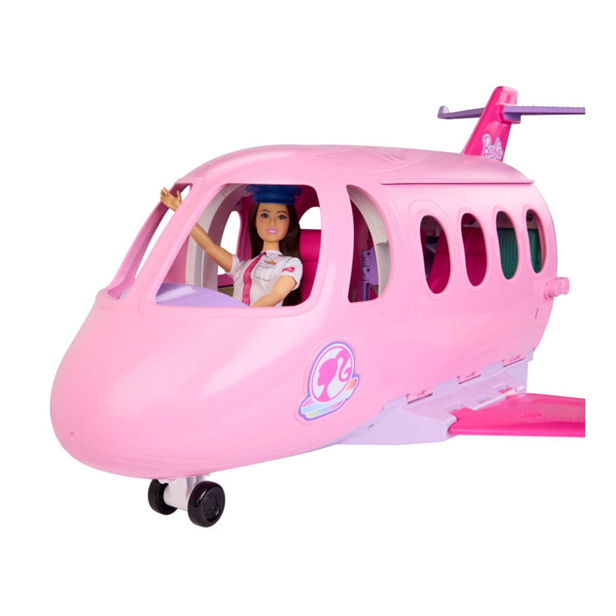 Barbie Avión de Ensueño, avión con micrófono funcional, 5 sonidos, 3 zonas de juego y 14 accesorios 3