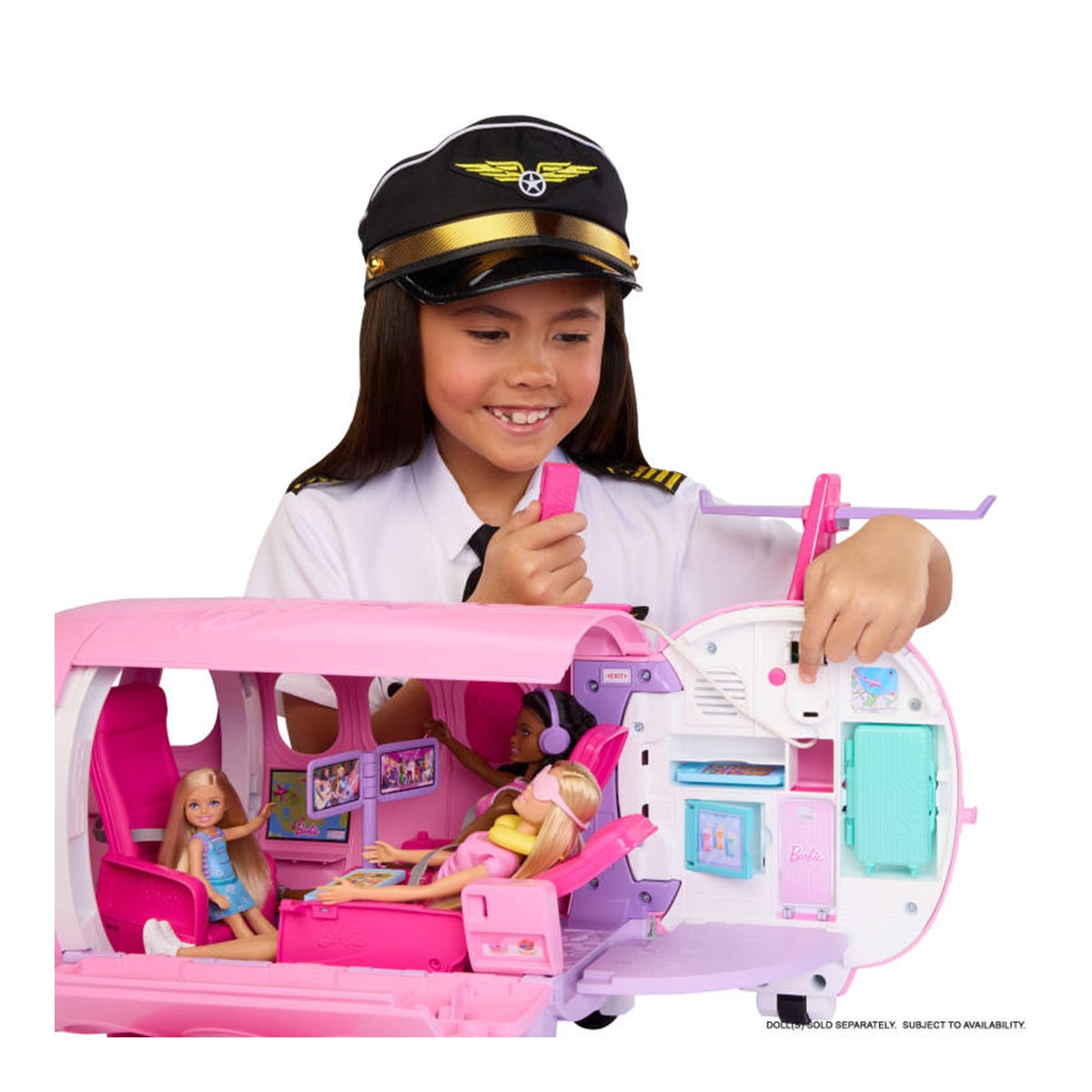 Barbie Avión de Ensueño, avión con micrófono funcional, 5 sonidos, 3 zonas de juego y 14 accesorios 4