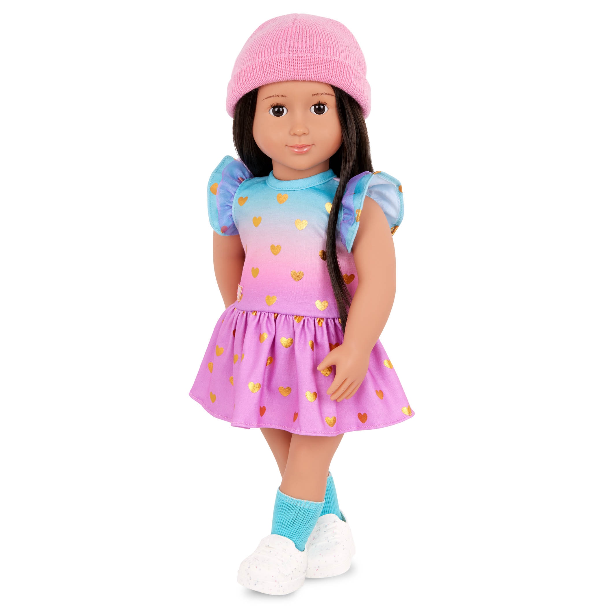Ropa de muñeca Outfit Vestido con corazones Our Generation 4