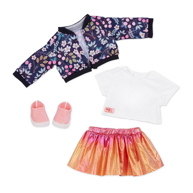 Ropa de muñeca Outfit Chaqueta floral y falda Our Generation
