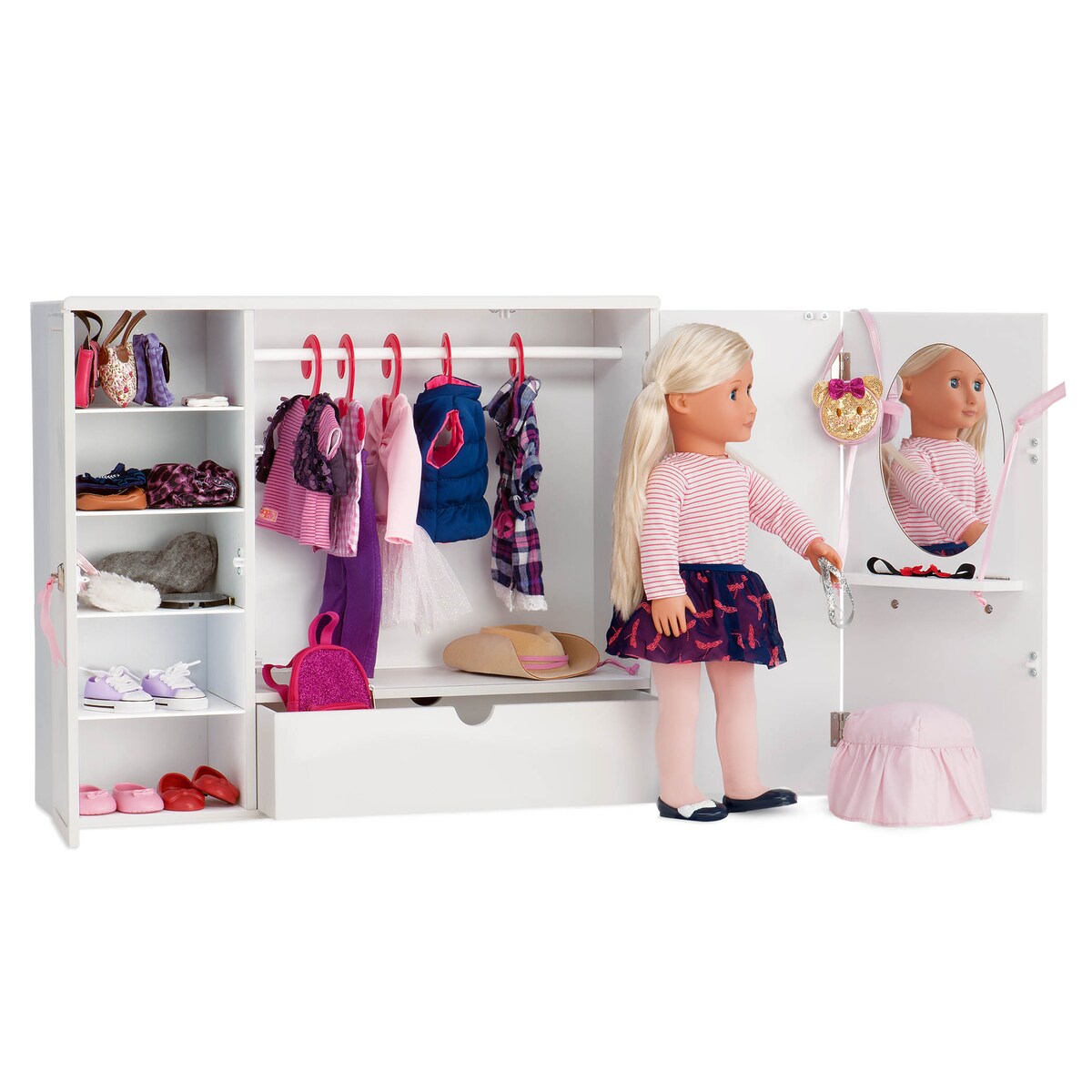 Set Armario de Madera con Tocador & Banqueta Our Generation 3