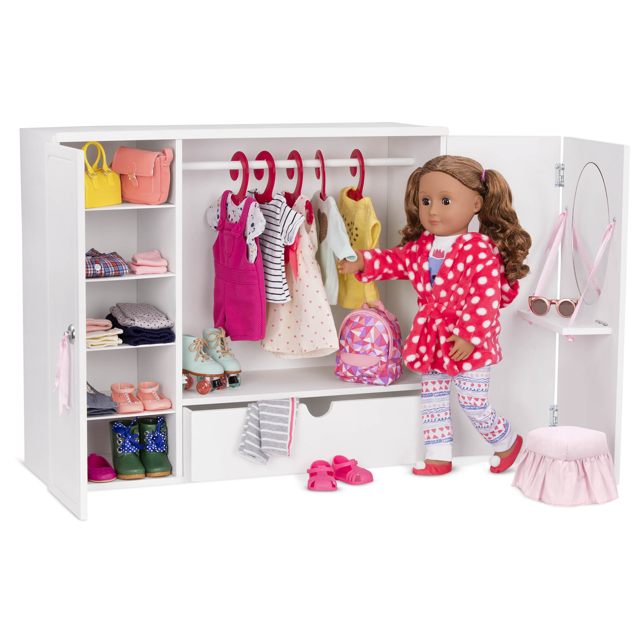 Set Armario de Madera con Tocador & Banqueta Our Generation 4