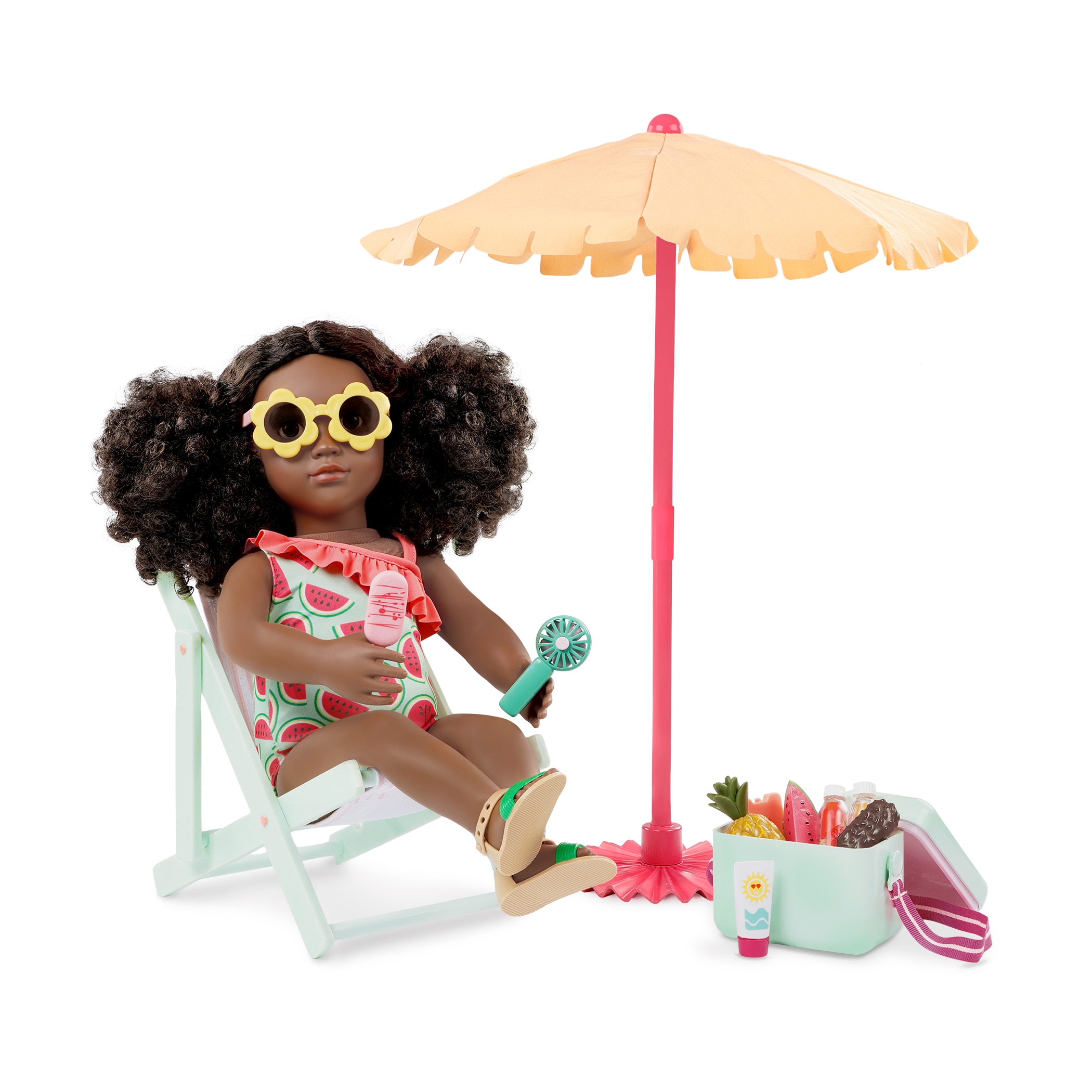Set Silla de Playa con Parasol y Accesorios Our Generation 4