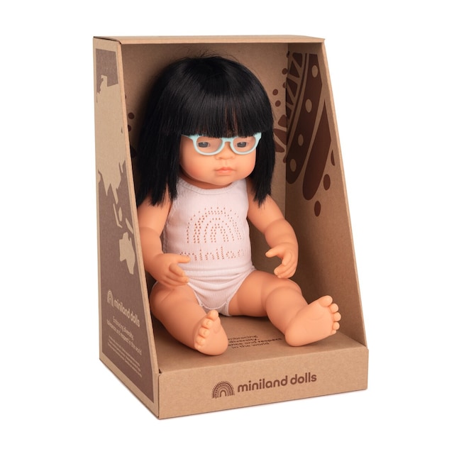 Imagen 0 de Muñeca bebé asiática con gafas Miniland