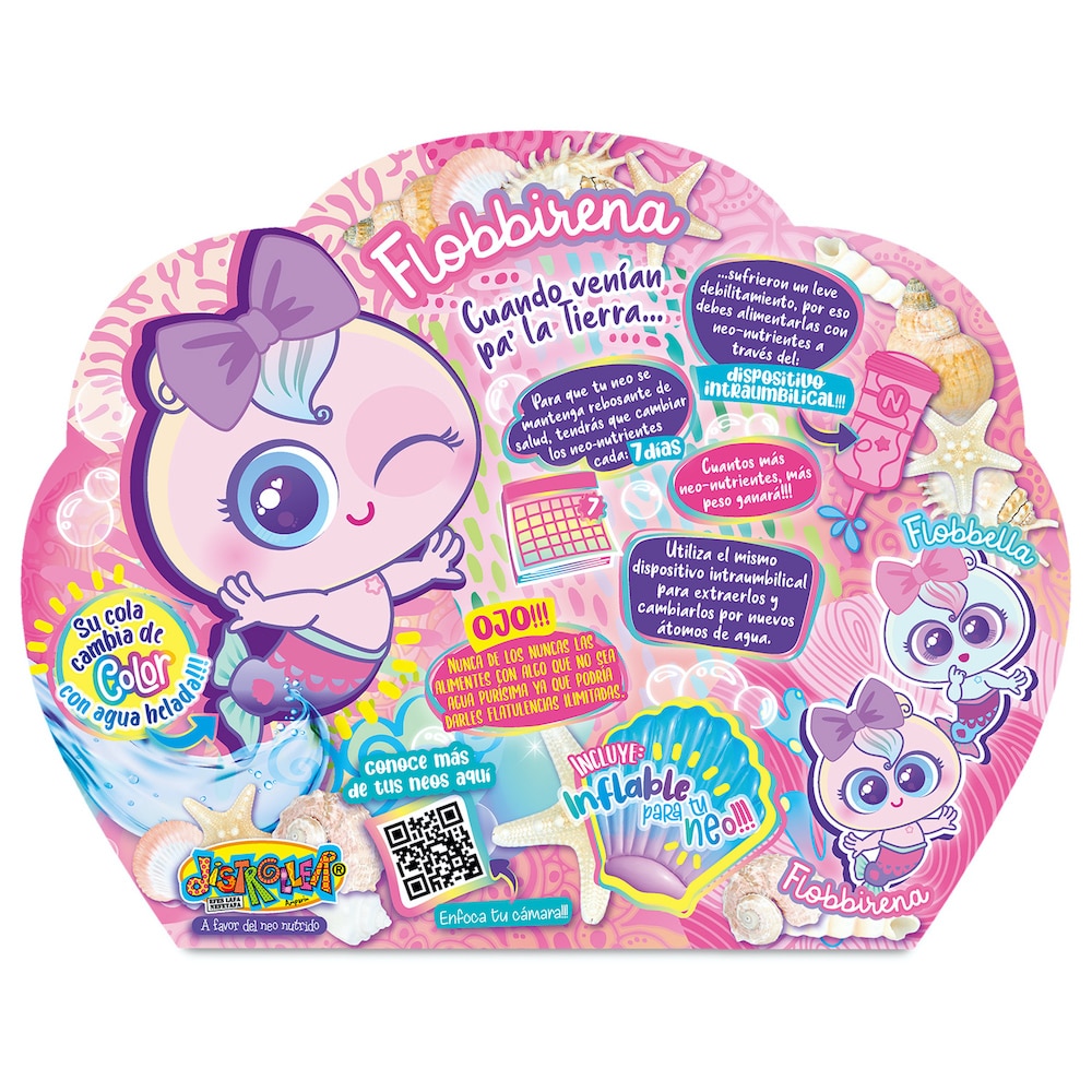 Muñeco bebé Neoflobbi Sirena Flobbirena rosa 2