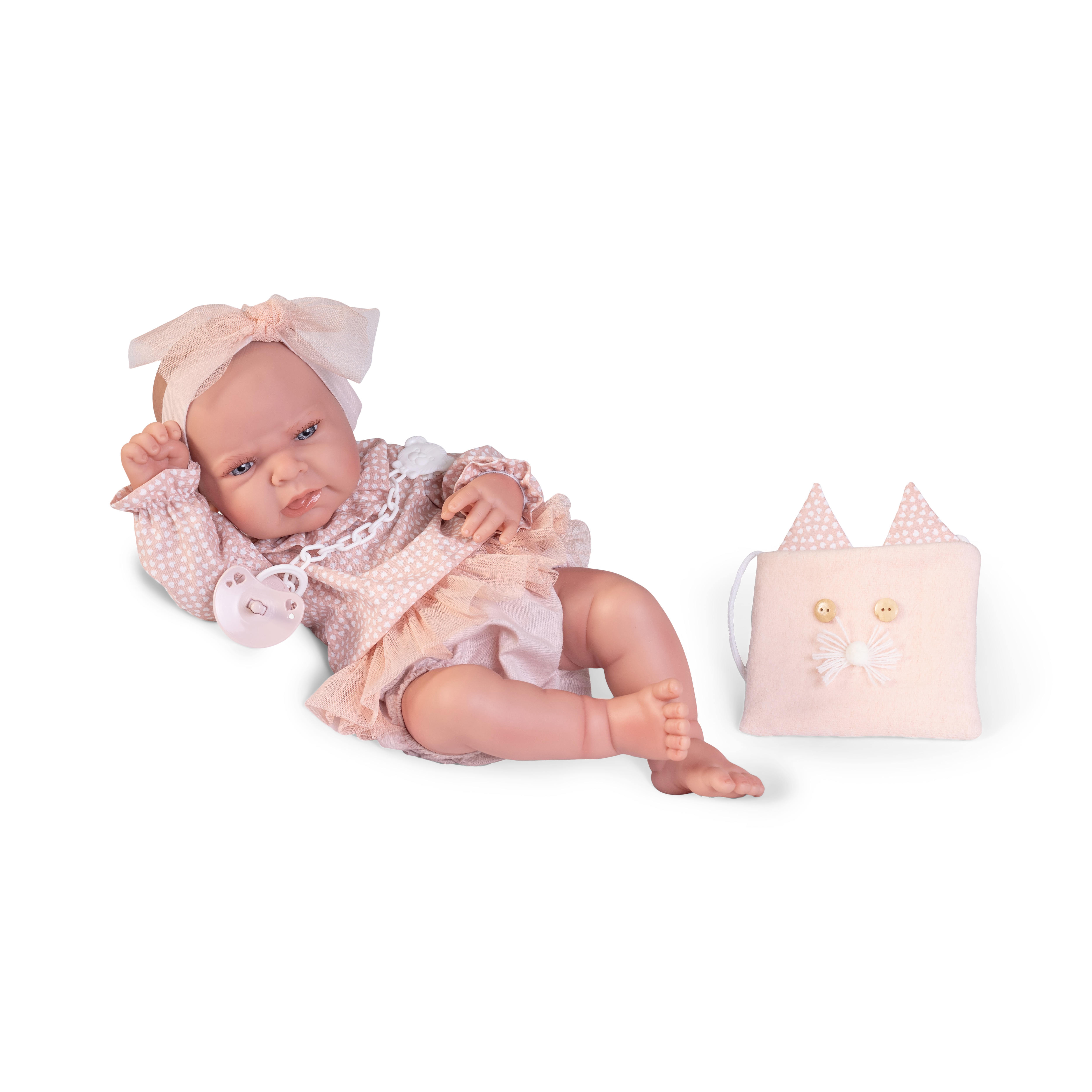 Boneca Antonio Juan Recém-nascida Lea com Bolsa em Forma de Gatinho 2