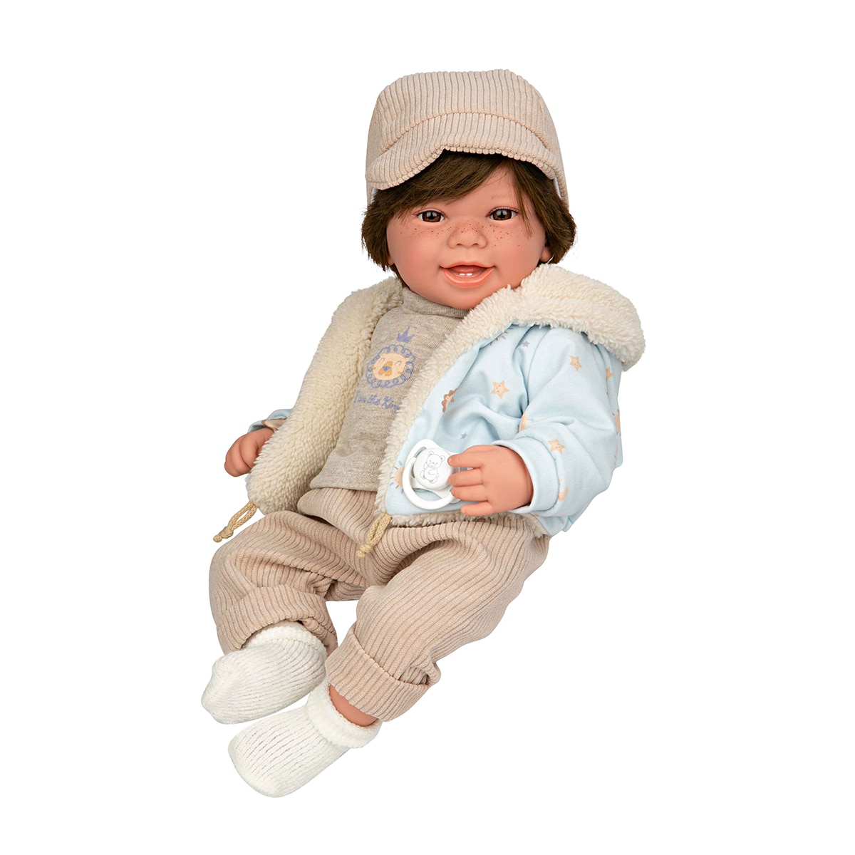 Imagen 0 de Muñeco Elegance 45 cm Zoe beige con pelo y con mecanismo de risa try me Arias