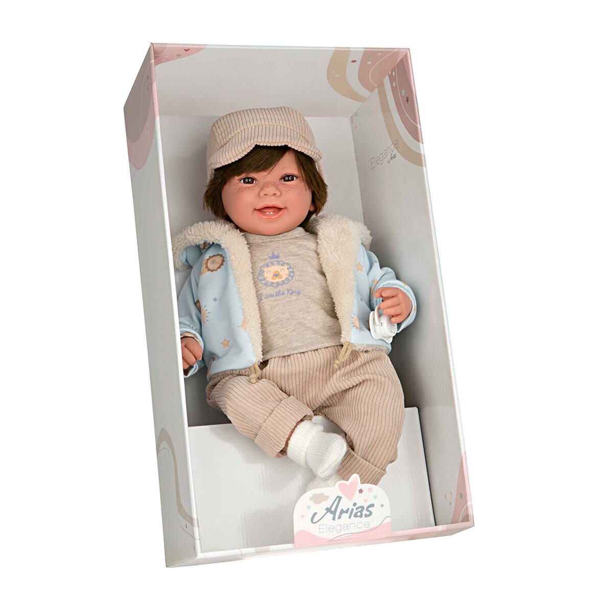 Muñeco Elegance 45 cm Zoe beige con pelo y con mecanismo de risa try me Arias 5