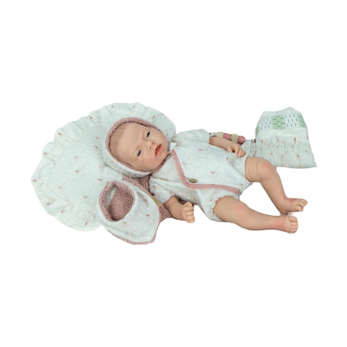 Imagen 0 de Muñeca Real Reborn Aitana 40 cm con cambiador y pañuelo babero Spanish Design (Cuerpo Silicona Sexo Niña) Arias